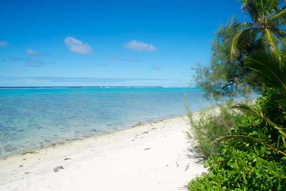 The beach at Torea, Muri, Rarotong, Cook Islands