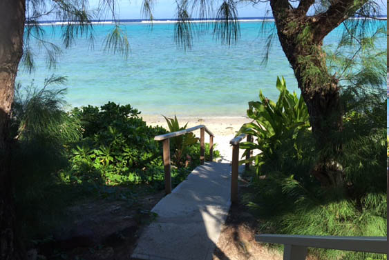 Steps to the beach at Torea, Muri, Rarotong, Cook Islands