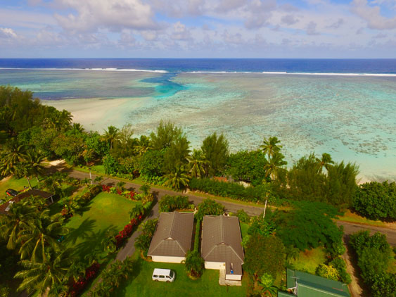 both homes and lagoon