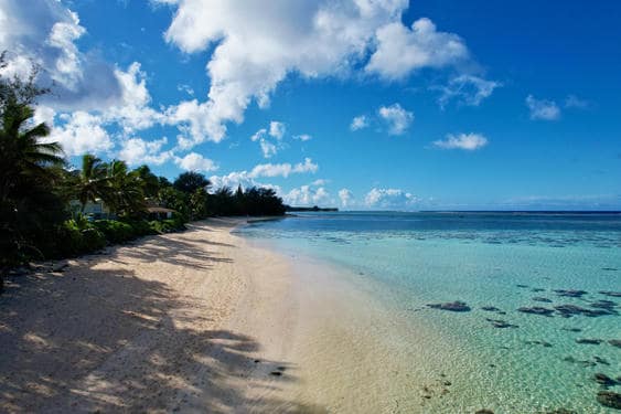 pristine white sand beach left
