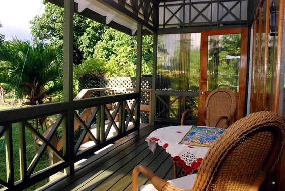 views of Rarotonga’s wild mountain interior from the verandah 