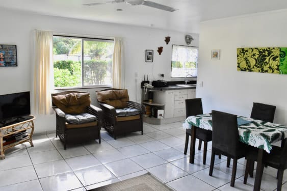 Through the sliding door Kia Manuia opens up to the main living area