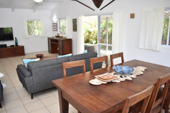 indoor dining area with lounge in the background